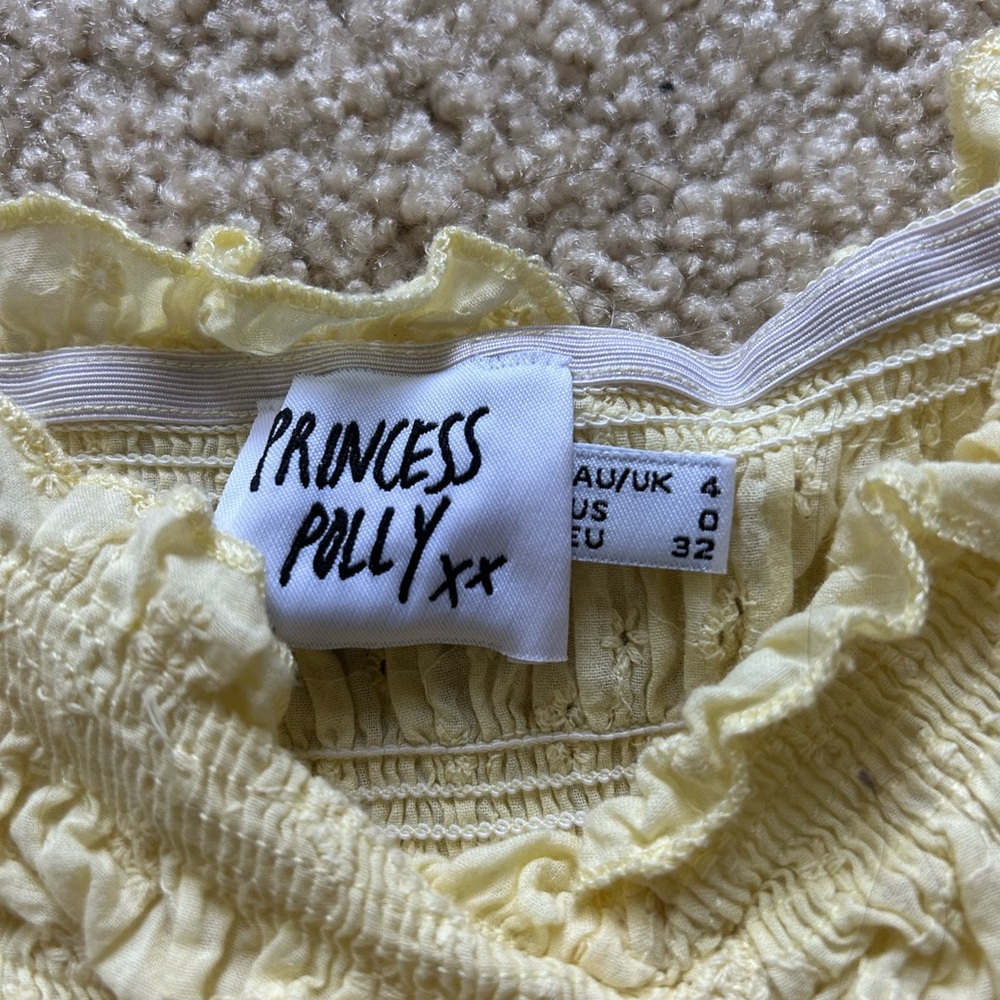 Princess Polly Yellow Ruched Ruffled Blouse - Picture 2 of 3